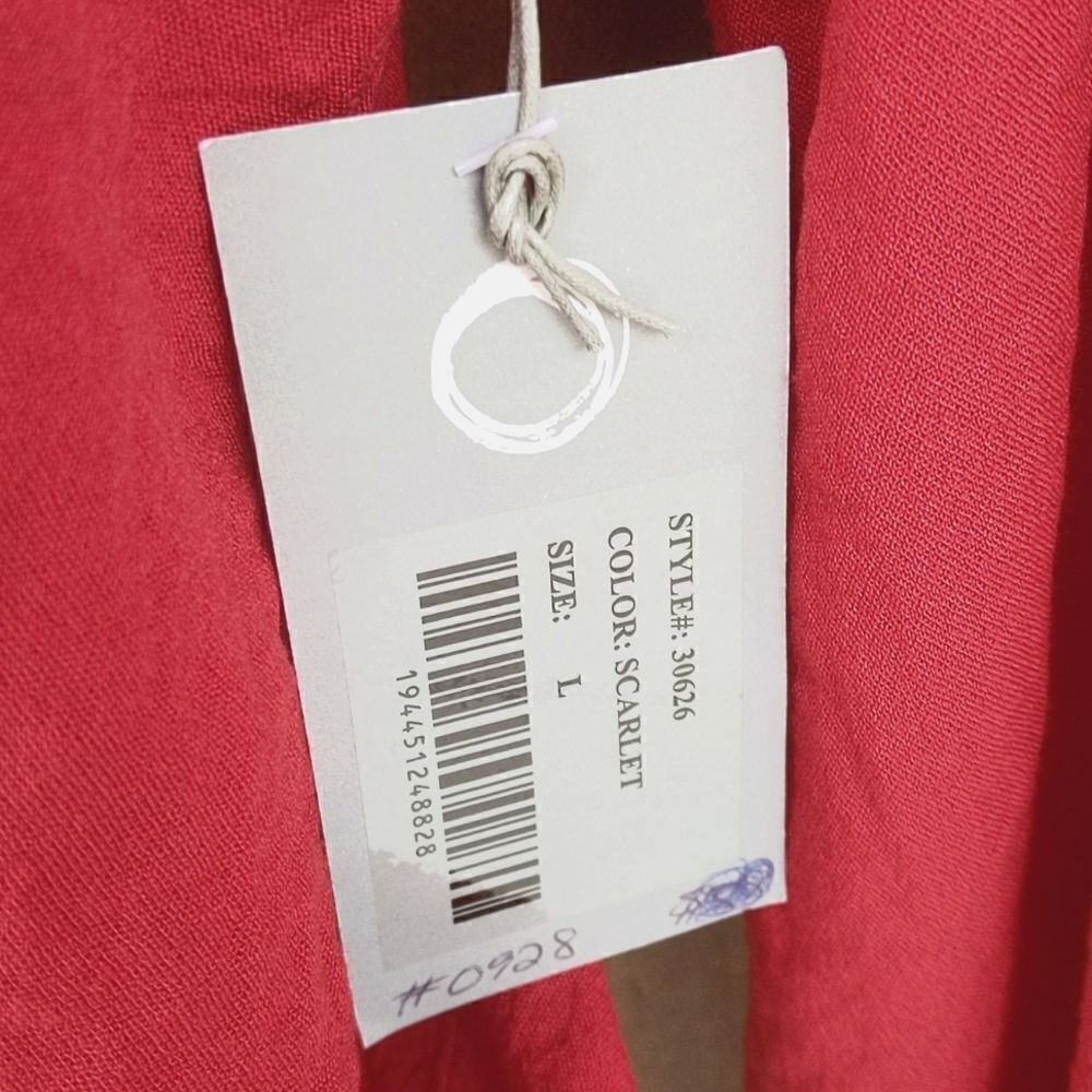 Habitat Red Button Down Top Lagenlook Asymmetric Relaxed Artsy Artisan Style - Picture 5 of 7
